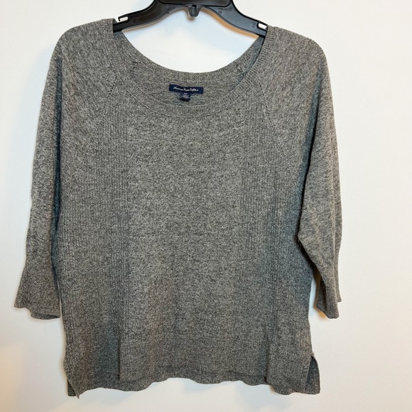 American Eagle Outfitters Gray Heathered Knit Raglan Sleeve Sweater Top Women - Picture 9 of 9